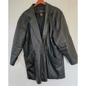 G-III Leather Jacket Mens XL Black Button Front Coat Blazer Motorcycle